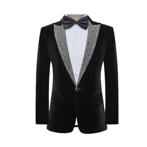 Men's Black Prom Blazer Slim Fit 1 Piece Smoking Suit Jacket Lapel Business Casual Suits Coats