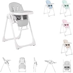 Trona Lovely Kikka Boo KikkaBoo Trona Bebé PASTELLO, Silla Alta hasta 36 meses, Plegable, Regulable en Altura en 7 Posiciones, Reclinable, Bandeja Extraíble, Compacta, Gris