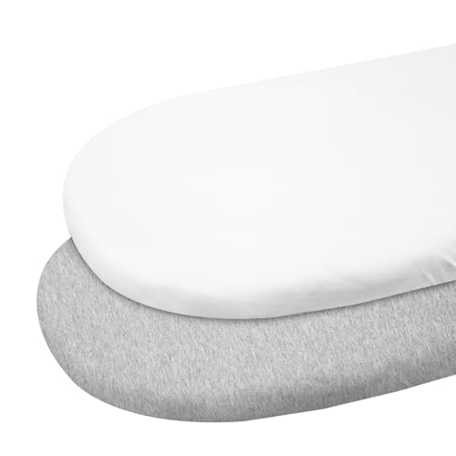 Image of Gllquen Baby Organic Cotton Bassinet Sheets (33 inchx17 inch) 2-Pack Grey | 100% Cotton Bassinet Mattress Sheets, Compatible with Halo, Graco, Baby Delight. Soft, universal fitted for girls boys unisex