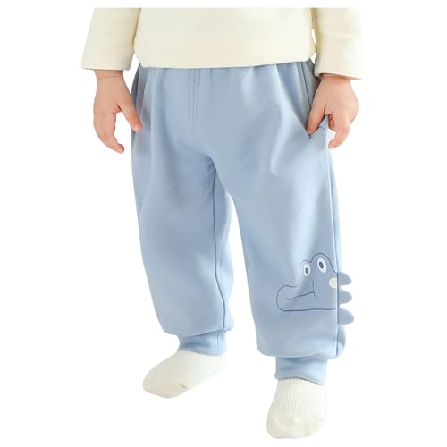 Kaerm Baby Boys Girls Jogger Pants Toddler Kids Pull-on Elastic Waistband Sweatpants with Cute Printed Blue 12-24 Months