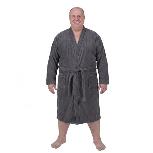 Albornoz tallas grandes para hombre gris oscuro ADAMO Joey 2XL a 12XL