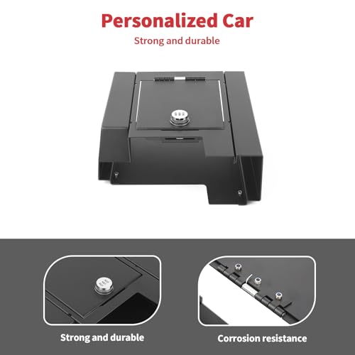 Linskip Console Safe Storage Compatible with 2009-2014 Ford F150 Raptor Accessories, for F-150 Security Console Insert, Console Gun Safe for F150 Interior Accessories(Black)