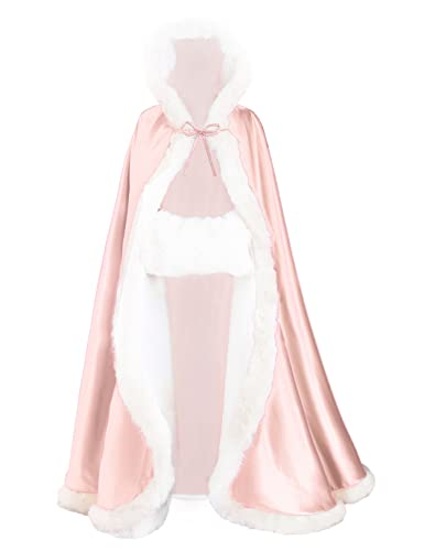 BEAUTELICATE Wedding Cape Hooded Cloak for Bride Winter Reversible with Fur Trim Free Hand Muff product thumbnail 16