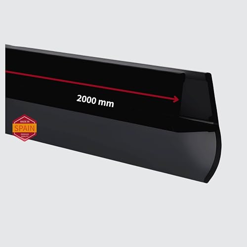 Gedotec Junta central negra | Junta para puerta de ducha con labio lateral | 200 cm | grosor del cristal 6 – 8 mm | Junta de ducha PVC | Junta de cristal impermeable | Junta para cabina de ducha