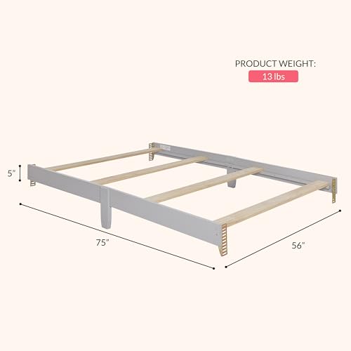 Image of Dream On Me Universal Crib to Full Size Bed Conversion Kit, Solid Wood Bed Rails for Select Convertible Cribs, Strong & Stable Support, Pebble Grey