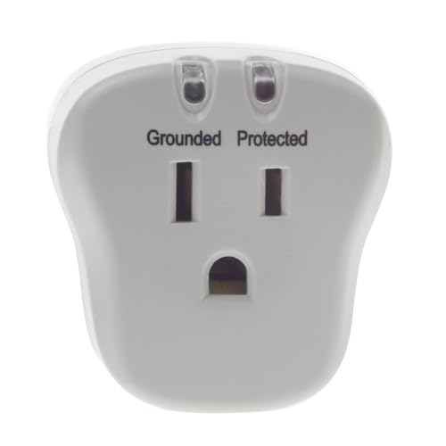 Protector eléctrico COMZON C2009 con 1 toma, 540 joules, filtro EMI/RFI, 1800W, indicador LED, color blanco, 1 unidad miniatura 1