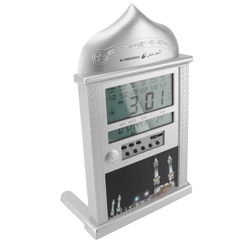 Horloge Azan argentée avec chiffres lisibles pour mur de mosquée - 2