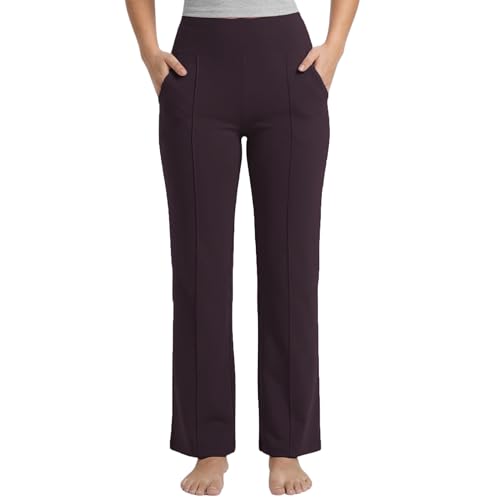 Image of NINQ Women High Waist Flare Pants Lite Regular | Smart Casual Korean Trouser for Office Wear, Gym, Sports, Travel & Daily Styling