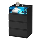 【Mesita de noche con función de carga】 Esta mesita de noche cuenta con dos enchufes y dos puertos USB,lo que le permite cargar cómodamente su teléfono móvil,reloj inteligente, tableta y otros dispositivos en cualquier momento