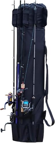 Xiraivke 5本収納可能な大容量ロッドケース|釣り竿ケース 撥水加工 折り畳み可 軽量 手提げ&肩掛け対応|釣り道具収納バッグ|釣竿・リール・アクセサリ類を整理整頓|携帯便利なフィッシングバッグ