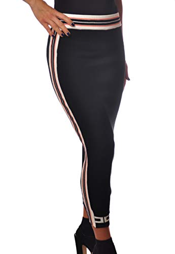 Elisabetta Franchi Falda lounguette con banda lateral de malla GK01M76E1, talla Negro 40