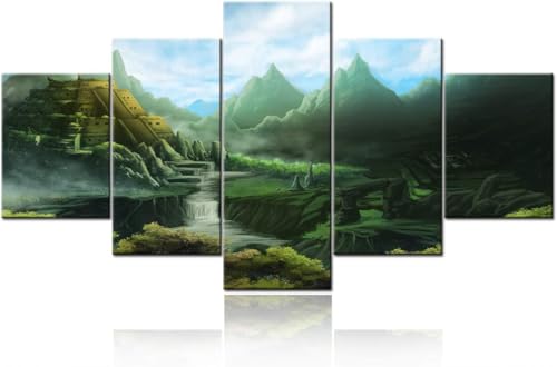 Tableau moderne 5 panneaux pour habiller un grand mur vide 200x100