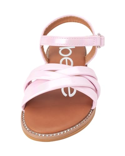 bebe Girls' Sandals - Two Strap Open Toe Flat Dress Sandals with Heart Accent, Easter Summer Shoes for Little and Big Girls4
