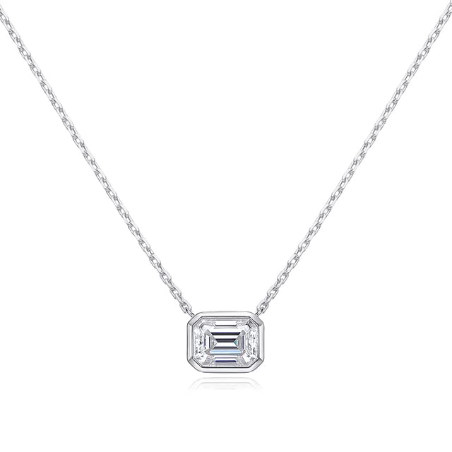Collier Moissanite 2 Carats Argent 925 Émeraude Splendide