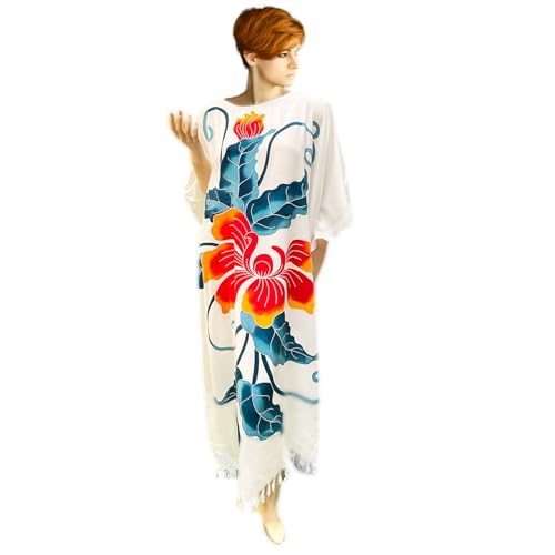 Caftan kimono long de plage et de nuit style orchidée