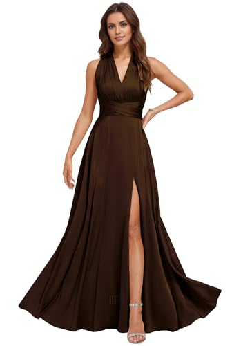 Convertible Mother of The Bride Dresses Long Silk Satin Infinity Formal Wedding Guest Dress US Size...