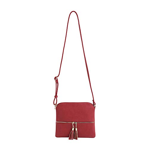 Image of SG SUGU Lightweight Medium Crossbody Bag Shoulder Bag with Tassel and Zipper Pocket