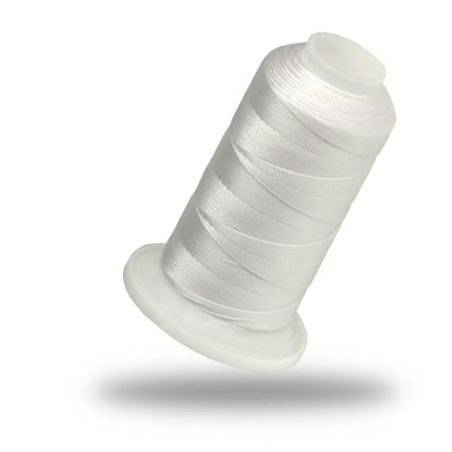 Lialina Hilo de coser 100% poliéster, hilo extra fuerte de 250 m, hilo de cuero para tejidos gruesos, certificado Öko-Tex, grosor 30, hilo robusto (blanco)
