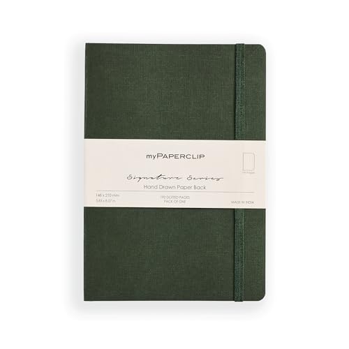 Image of myPAPERCLIP Signature Series A5 Dot Grid Notebook | 192 Pages, 90 GSM Recycled Paper | Soft Cover | A5 Size (5.83 x 8.27 in) | Bookmark & Elastic Closure | Bosco