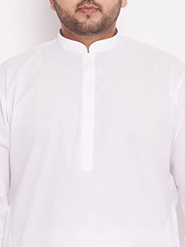 Image of VASTRAMAY Men's Plus White Cotton Kurta | Classic Fit | Elegant Ethnic Wear for Weddings & Festive Celebrations and for Independence Day