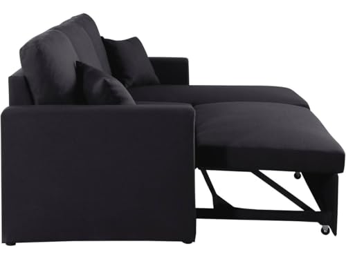 Canapé d’angle convertible noir 3 places coffre Habitat et Jardin