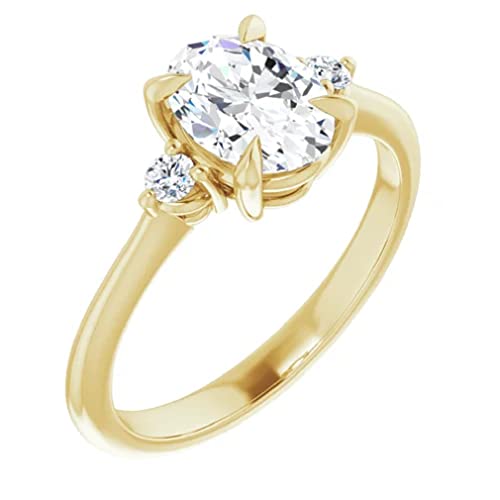 18K Solid Yellow Gold Handmade Engagement Ring 1.0 CT Oval Cut Moissanite Diamond Solitaire Wedding/Bridal Ring Set for Womens/Her Propose Rings3
