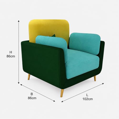 Image of Modern Sofa, 1 Seater with Decorative Cushions, Chesterfield Arm Three Seater for Living Room Guest Room Hotels & Office (1 Brown and Beige)