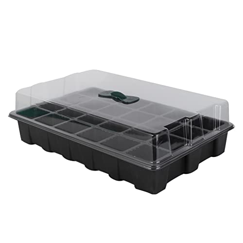Yardwe 24 Bote de plantador suculento Semillas Cacerola Instante Verter Cubitos Inicio Equipo Tapa bandejas para semilleros Bandeja de germinacion de Plantas Maceta de vivero Black