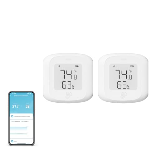WiFi Temperature and Humidity Sensor,Tuya Humidity Sensor with LCD Display,App Notification Alert,Smart Temperature & Humidity Remote Monitor for Home, Office, Garden (WiFi-1 Pack)