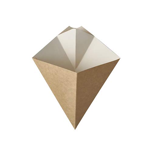 Papstar - 10 x 50 Cornet de frites avec compartiment pour la sauce "pure" 19,5 cm x 16,5 cm marron/blanc volume 100 g