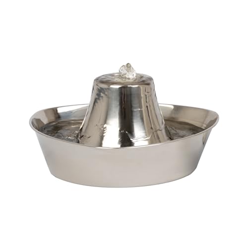 PetSafe Seaside Stainless Pet Fountain - Encourages Hydration - Dual Filtration Removes Odors - Compact Design - Rust Resistant Material - Quiet Motor -
