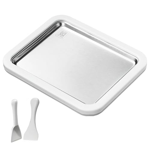 Bosreroy 304 Stainless Steel Instant Ice Cream Maker, 10 in X 8 in, Includes 2 Spatulas and Frozen Yogurt Plate