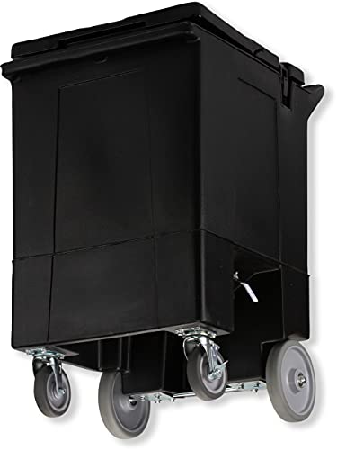Carlisle FoodService Products Cateraide Ice Caddy on Wheels – 125 LB Tall Ice Cart with Nylex Latches and 2 Swivel Casters, Insulated Commercial Bin for Catering, Bars, and Restaurants – Black