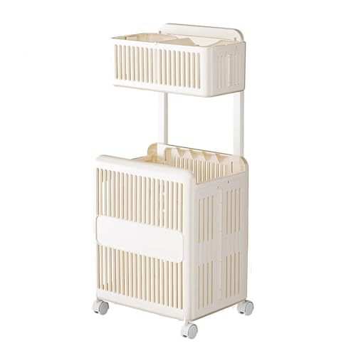 Carrito clasificador de ropa doble, carrito de compras plegable multiusos para baño, armario y organización de lavandería