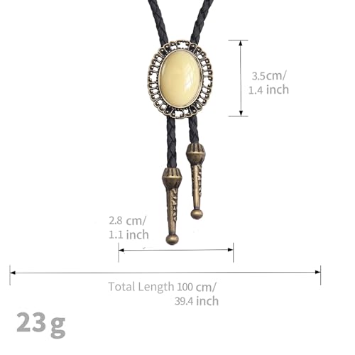 Image of AZORA Western Cowboy Bolo Tie Men Leather Necktie Leather Cord Turquoise Stone Bolo Ties for Men Women