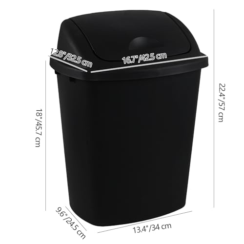 Caneca de basura rectangular de plástico 10 galones, pack 4 negro miniatura 2
