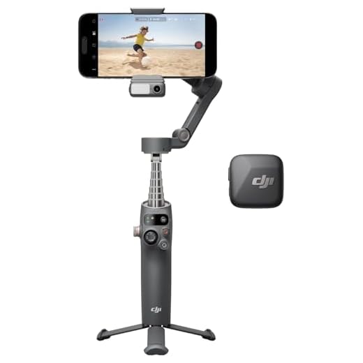 DJI Osmo Mobile 7P+Mic Mini TX (Infinity Schwarz), Gimbal-Stabilisator für iPhone, Android, Natives Tracking, Audioempfang, Beleuchtung, 3-Achsen-Stabilisierung, Integrierter Verlängerungsstab& Stativ