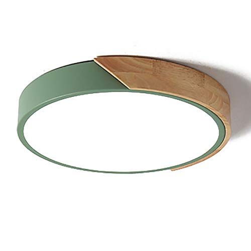 CCSUN Nórdico Ultrafino LED Plafón,30cm Verde Redonda Lámpara De Techo 1300-1500lm,18W Ahorro De Energia Acrílico Foco Para Techo Madera Para Dormitorio Pasillo Comedor Cover