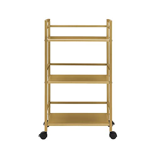Novogratz Helix 3 Shelf Metal Rolling Utility Cart, Gold #TOP2