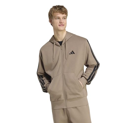 Image of adidas Mens Essentials 3-Stripes Fleece Hoodie Casual Outerwear Casual - Green