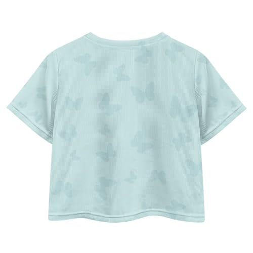 Image of Girls Fashion Crewneck Tee Shirts Casual Short Sleeve Crop Top Summer Outfits 5-14 Year