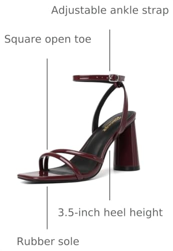 Image of RIBONGZ Block Heels Prom Heeled Sandals for Women Chunky Square Open Toe Strappy High Heels Ankle Strap Wedding Bridal Shoes High Heel Sandals for Party Dress