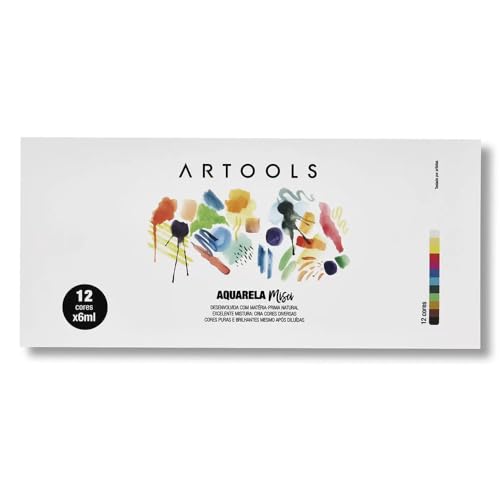 Aquarela Bisnaga Misci 6 ml 12 cores Artools, 610610, Multicor