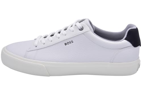 Image of BOSS Men's Aiden Logo Block Leather Low Top Sneakers | Casual Shoes