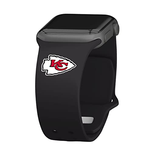 Game Time Kansas City Chiefs Silicone Sport Watch Band Compatible with Apple Watch (38/40/41mm Black)