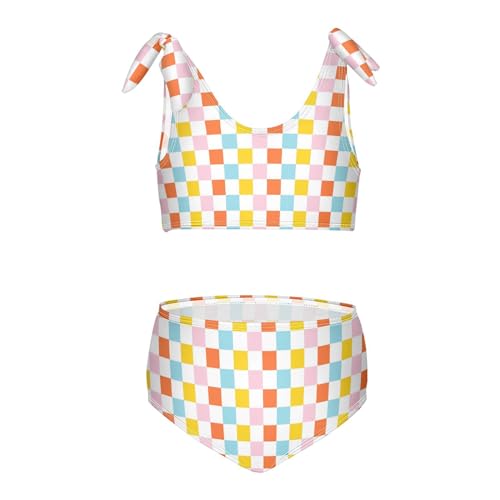 Wusikd Colorful Chess Girls Swimsuits Two Piece Swimwear Bikini Set for for Girls Size 9-10