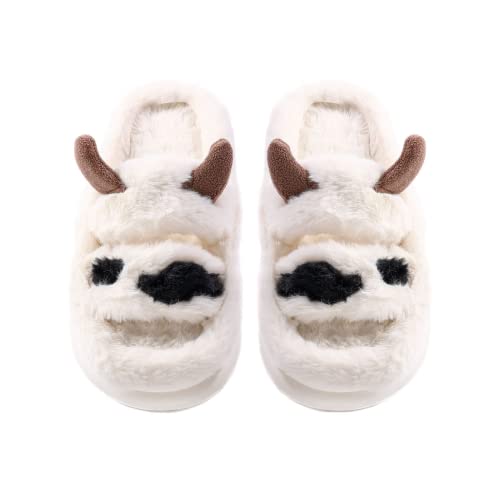ehyseli Fluffy Cow Slippers For Women Cartoon Cow Cotton Slippers, Animal Slippers Winter Indoor Outdoor Slippers For Women Girls Warm Cozy Non-Skid Comfy Home Floor Slippers Shoes