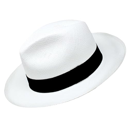 Gamboa Original Panama Hat for Men and Women Fedora Straw Summer Beach Sun Hat Protection UV UPF50+ White