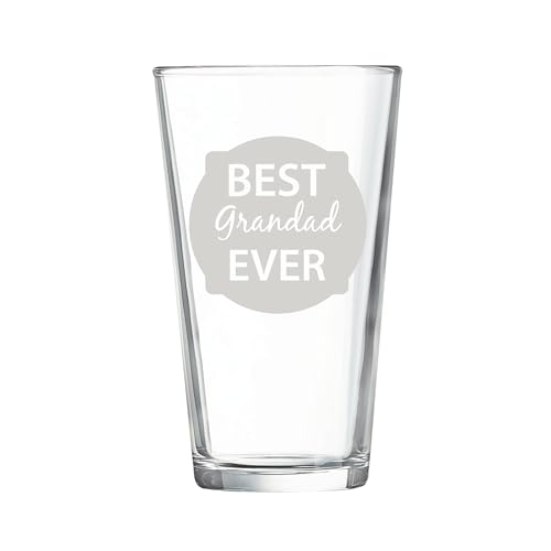 Best Grandad Ever 16 oz Pint Beer Glass with Engraved Logo