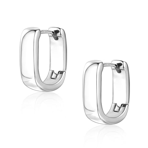 925 Sterling Silver Earrings Small Chunky Silver Earrings for Women Trendy Small Hoop Earrings Silver Hypoallergenic Earrings Small Thick Huggie Hoops Earrings for Jewelry Gifts